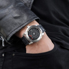 ZINVO BLADE SILVER Analog Black Turbine Round Dial Men's Watch - 215