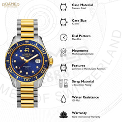 ROAMER Rockshell Mark III Mechanical Blue Round Dial Men's Watch- 220633 47 45 20