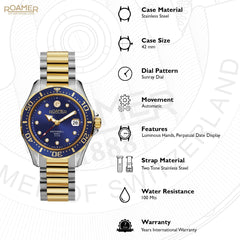ROAMER Rockshell Mark III Automatic Blue Round Dial Men's Watch- 220660 47 45 20