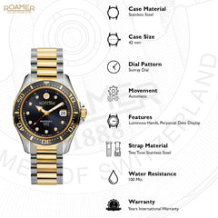 ROAMER Rockshell Mark III Automatic Black Round Dial Men's Watch- 220660 47 55 20