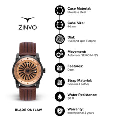 ZINVO BLADE OUTLAW Analog Brown Turbine Round Dial Men's Watch - 245