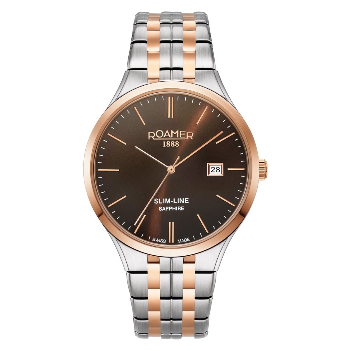 ROAMER Slim-Line Classic Quartz Brown Round Dial Men's Watch- 512833 49 65 20