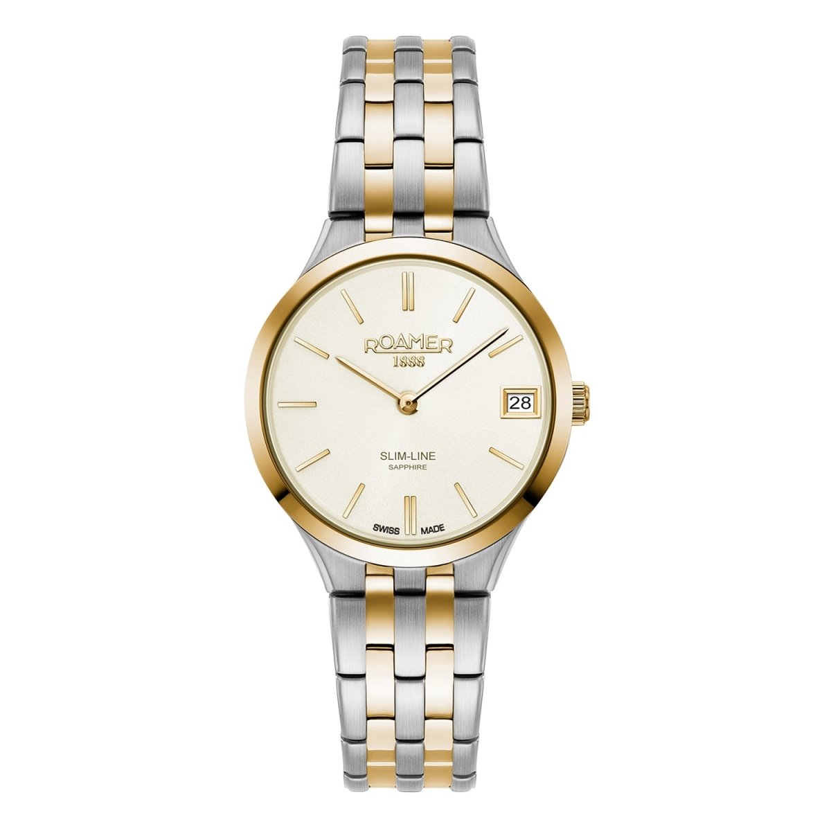 ROAMER Slim-Line Classic Quartz Champagne Round Dial Women's Watch- 512857 47 15 20