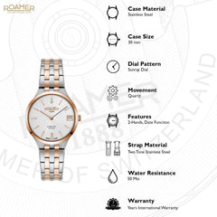 ROAMER Slim-Line Classic Quartz Silver Round Dial Women's Watch- 512857 49 15 20