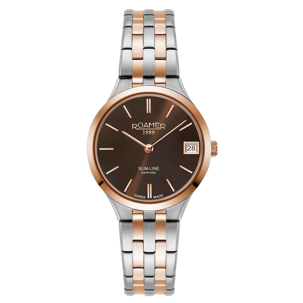 ROAMER Slim-Line Classic Quartz Brown Round Dial Women's Watch- 512857 49 65 20