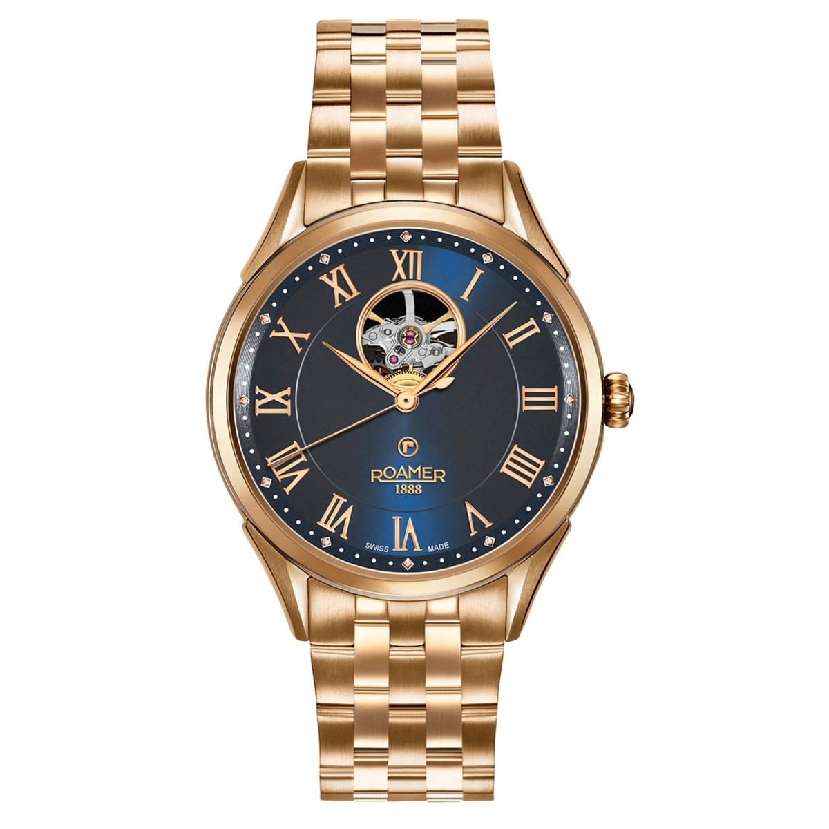 ROAMER Swiss Matic Swinging Heart Automatic Blue Round Dial Men's Watch- 550661 49 42 50