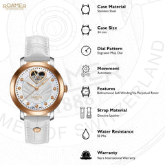 ROAMER Lady Sweetheart Automatic MOP Round Dial Women's Watch- 556661 46 19 05