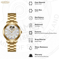 ROAMER Lady Sweetheart Automatic MOP Round Dial Women's Watch- 556661 48 19 50