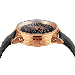 ZINVO BLADE ROSE GOLD Automatic Black Turbine Round Dial Women's Watch - 601