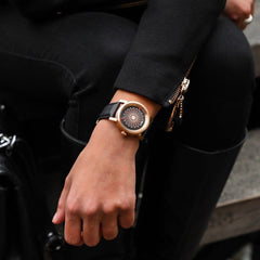 ZINVO BLADE ROSE GOLD Automatic Black Turbine Round Dial Women's Watch - 601