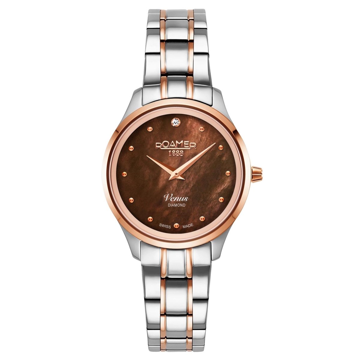 ROAMER Venus Diamond Swiss Made Brown Round Dial Women's Watch - 601857 49 79 20