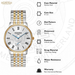 ROAMER Galaxy Gents Quartz Silver Round Dial Men's Watch- 620710 47 15 50