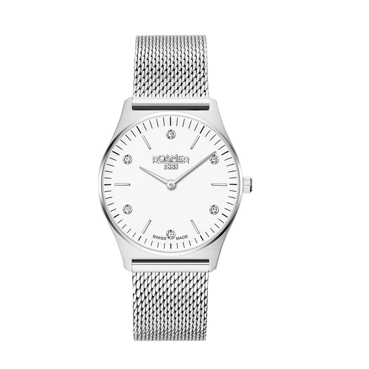 ROAMER Elements Crystal Quartz White Round Dial Women's Watch- 650815 41 15 90