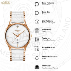 ROAMER C-Line Gents Quartz White Round Dial Men's Watch- 657833 49 29 60