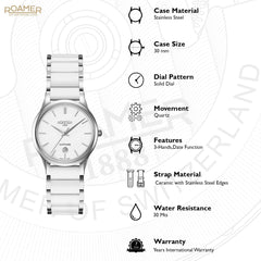 ROAMER C-Line Quartz White Round Dial Women's Watch- 657844 41 25 60
