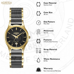 ROAMER C-Line Ladies Quartz Black Round Dial Women's Watch- 657844 48 55 60