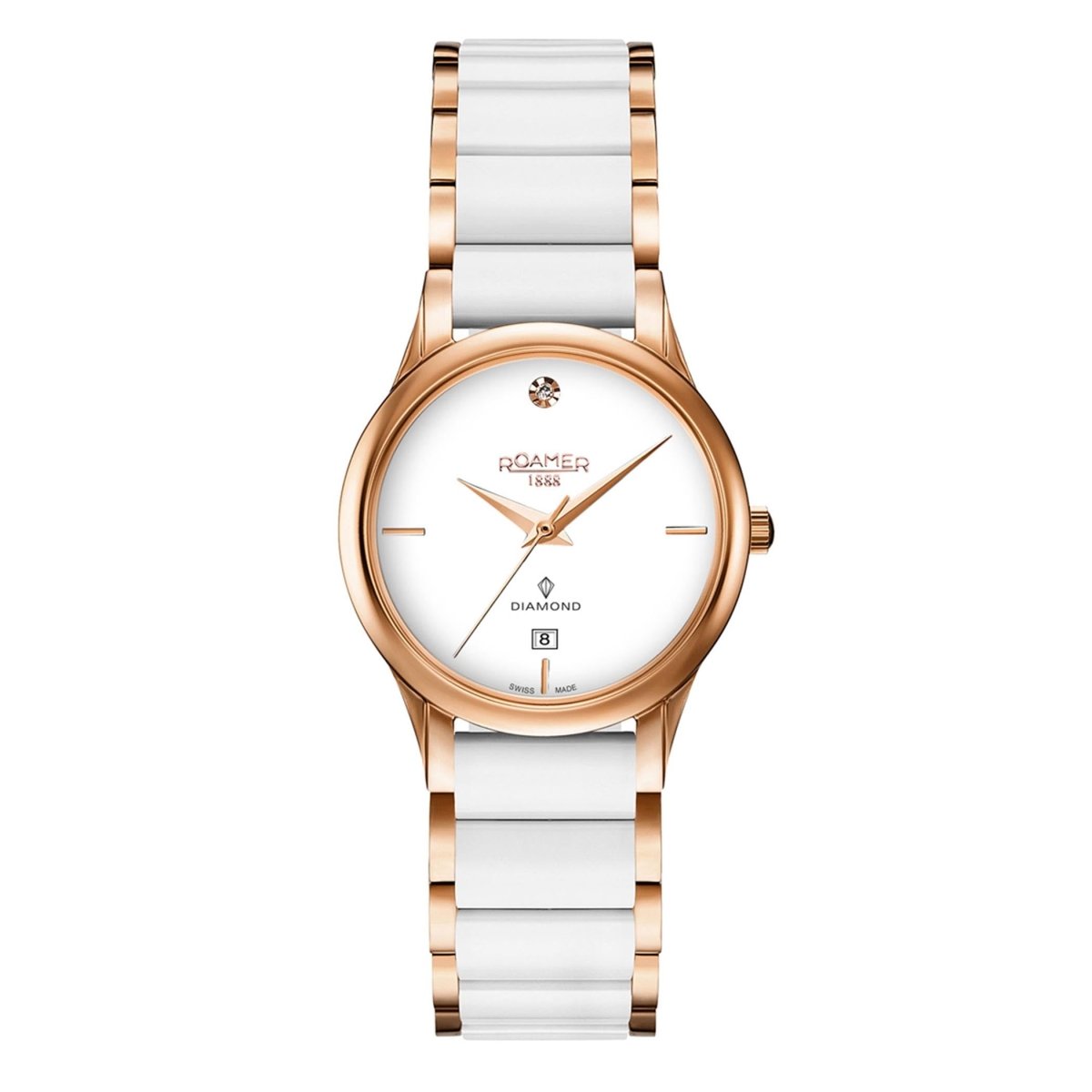 ROAMER C-Line Ladies DIA Swiss Made Diamond White Round Dial Women's Watch - 657844 49 29 60