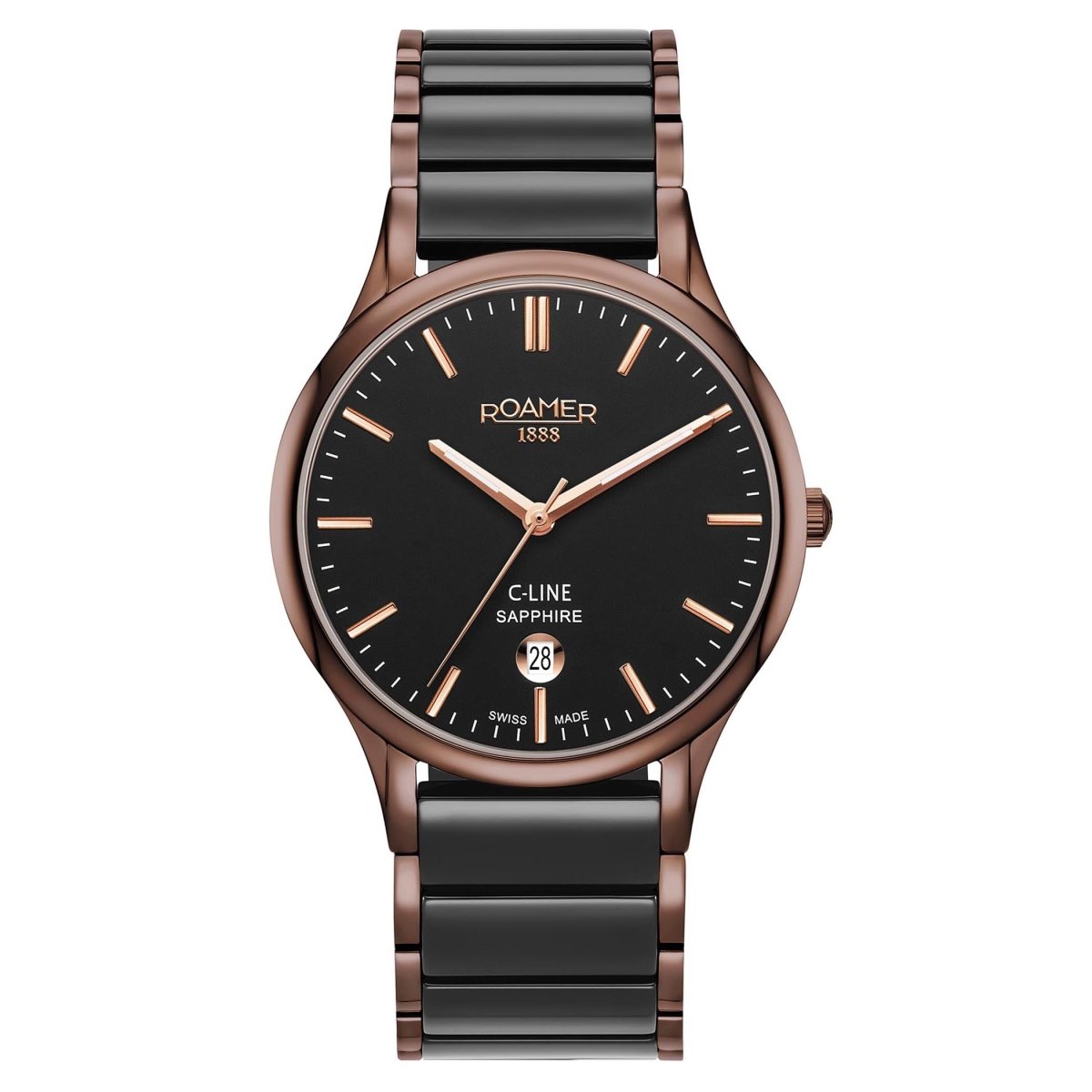 ROAMER C-Line Swiss Made Black Round Dial Men's Watch - 658833 43 55 61