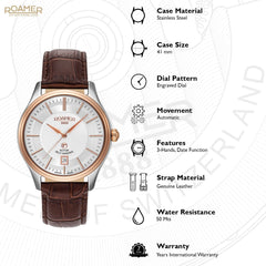 ROAMER Rotopower Automatic Silver Round Dial Men's Watch- 703660 49 15 07