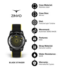 ZINVO BLADE STINGER Analog Black Turbine Round Dial Men's Watch - 888