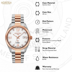 ROAMER Primeline Crystal Automatic White Round Dial Men's Watch- 981661 47 29 90