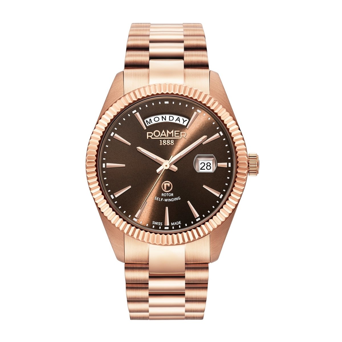 ROAMER Primeline Daydate Automatic Brown Round Dial Men's Watch- 981662 49 65 90