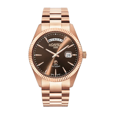 ROAMER Primeline Daydate Automatic Brown Round Dial Men's Watch- 981662 49 65 90