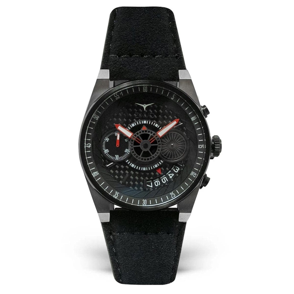 ZINVO CHRONO VENOM Quartz Matte Black Turbine Round Dial Men's Watch - 989