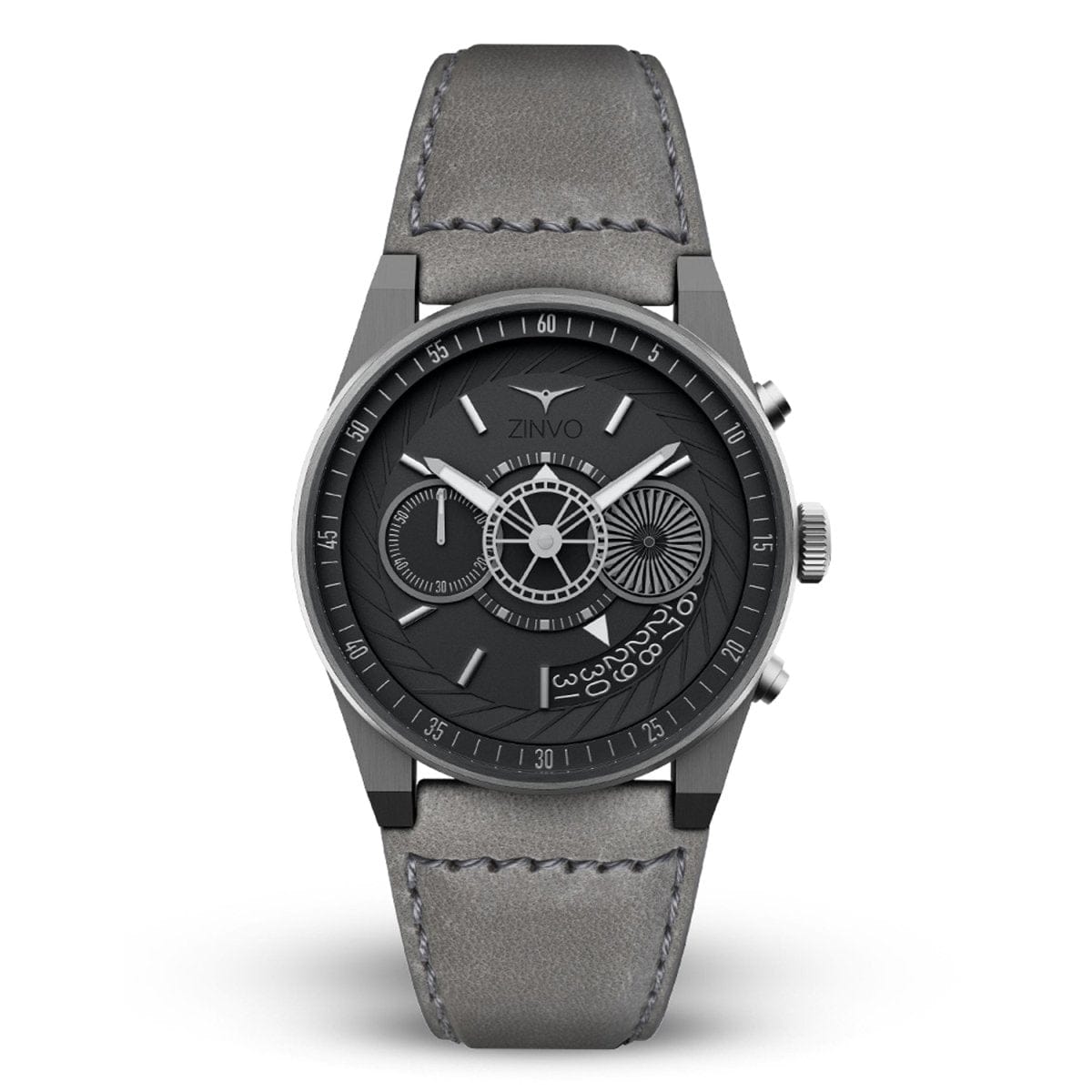 ZINVO CHRONO TRIFECTA Quartz Black Turbine Round Dial Men's Watch - 990