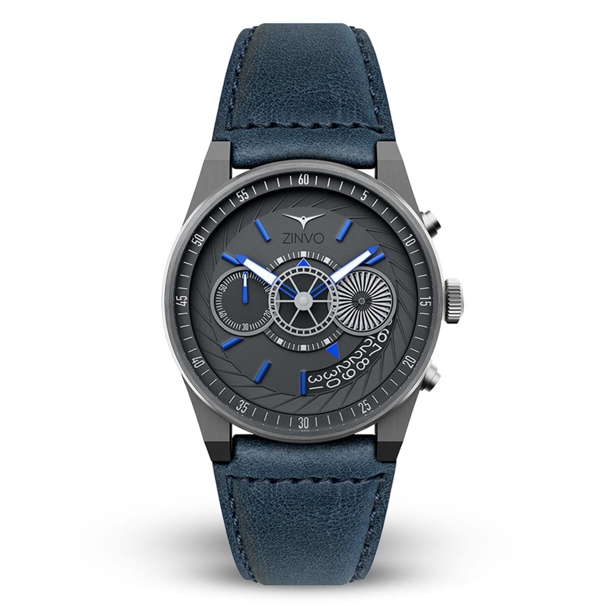 ZINVO CHRONO REBEL Quartz Grey Turbine Round Dial Men's Watch - 991