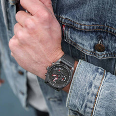 ZINVO CHRONO GUNMETAL Chronograph Black Turbine Round Dial Men's Watch - 996