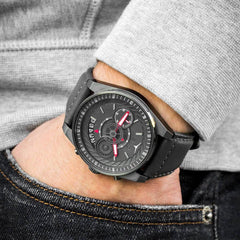 ZINVO CHRONO GUNMETAL Chronograph Black Turbine Round Dial Men's Watch - 996