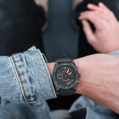 ZINVO CHRONO GUNMETAL Chronograph Black Turbine Round Dial Men's Watch - 996