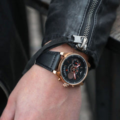 ZINVO CHRONO GOLD Chronograph Black Turbine Round Dial Men's Watch - 997