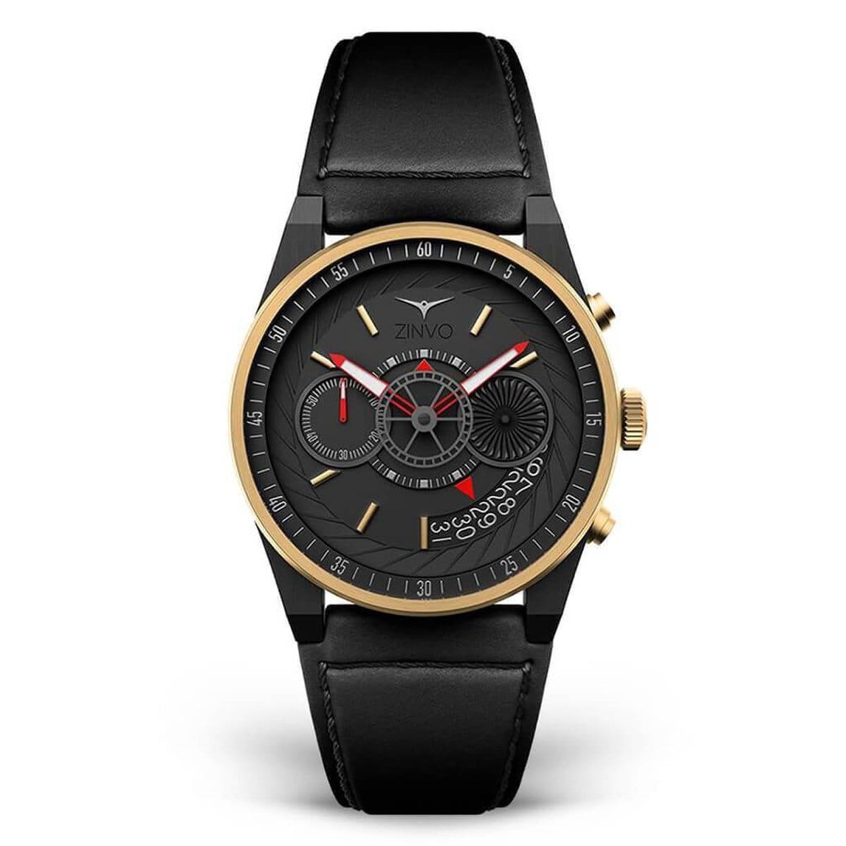 ZINVO CHRONO NEMESIS Chronograph Black Turbine Round Dial Men's Watch - 998