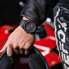 ZINVO CHRONO BLACK Quartz Black Turbine Round Dial Men's Watch - 999