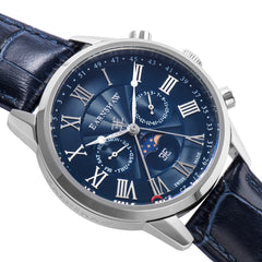 EARNSHAW OFFICER Swiss Made Multifunction Blue Round Dial Men's Watch- ES-0017-04