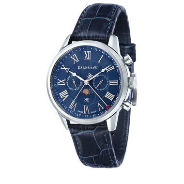 EARNSHAW OFFICER Swiss Made Multifunction Blue Round Dial Men's Watch- ES-0017-04