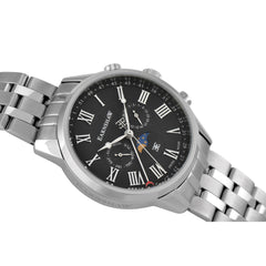 EARNSHAW OFFICER Swiss Made Multifunction Black Round Dial Men's Watch- ES-0017-11