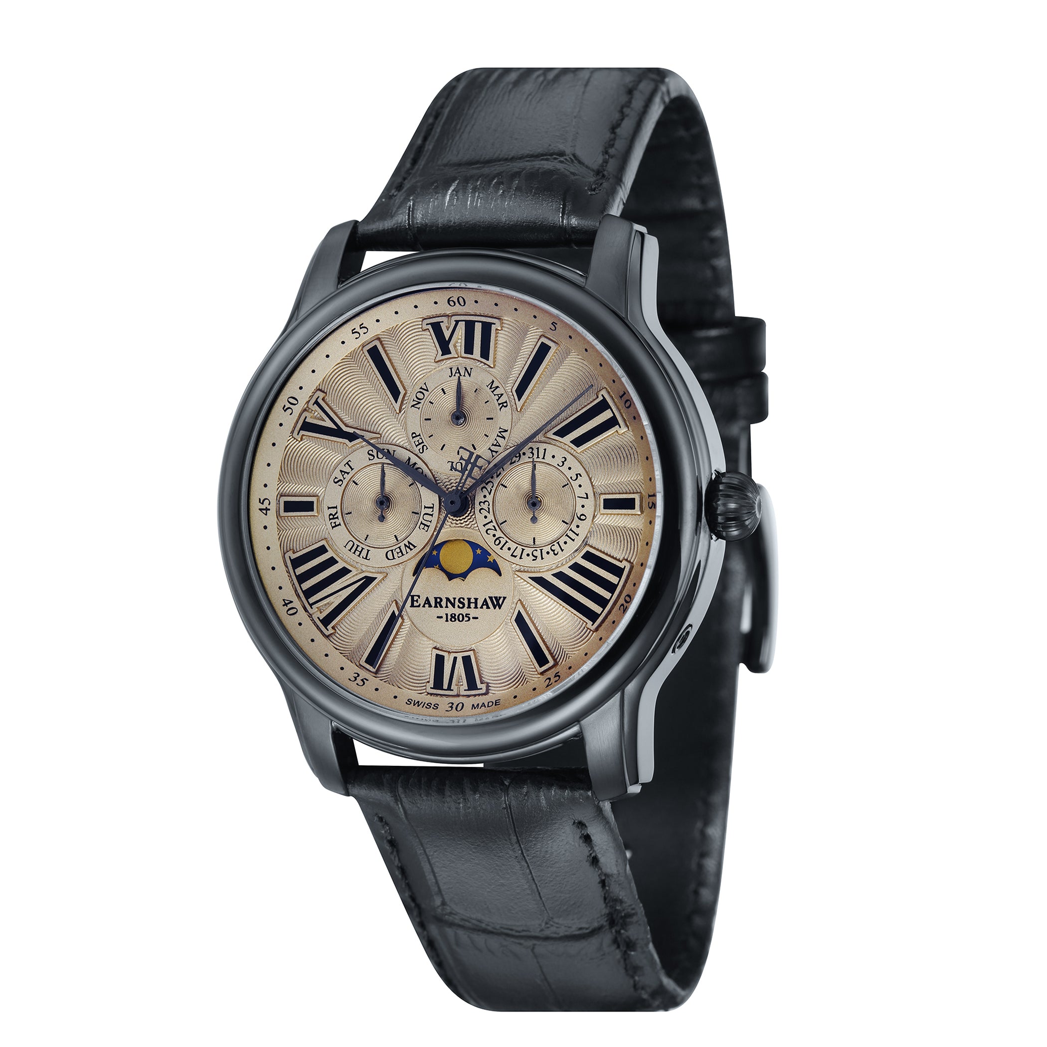 EARNSHAW LONGITUDE Swiss Quartz Grey Round Dial Men's WatchES-0025-04