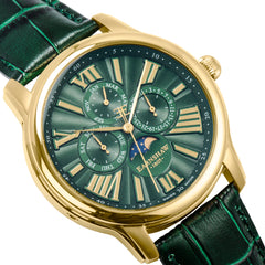 EARNSHAW LONGITUDE Swiss Made Multifunction Green Round Dial Men's Watch- ES-0025-05