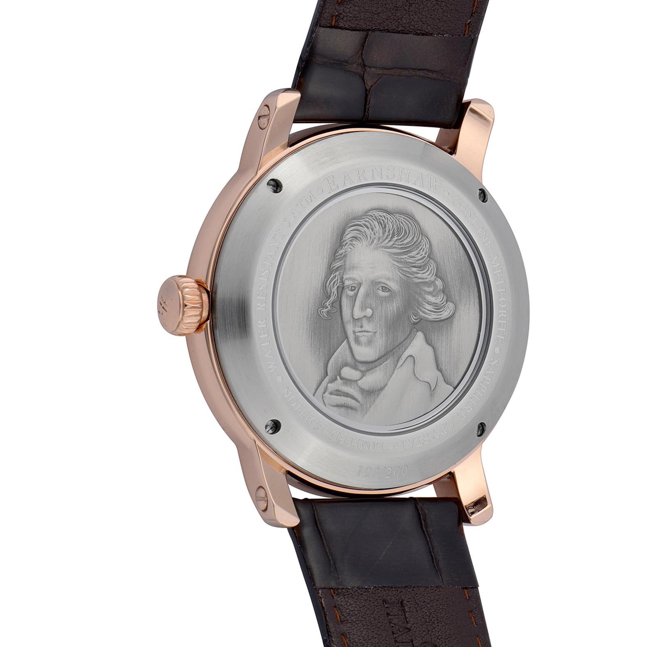 EARNSHAW METEORITE Swiss Made Quartz Rose Gold Round Dial Men's Watch- ES-0026-03