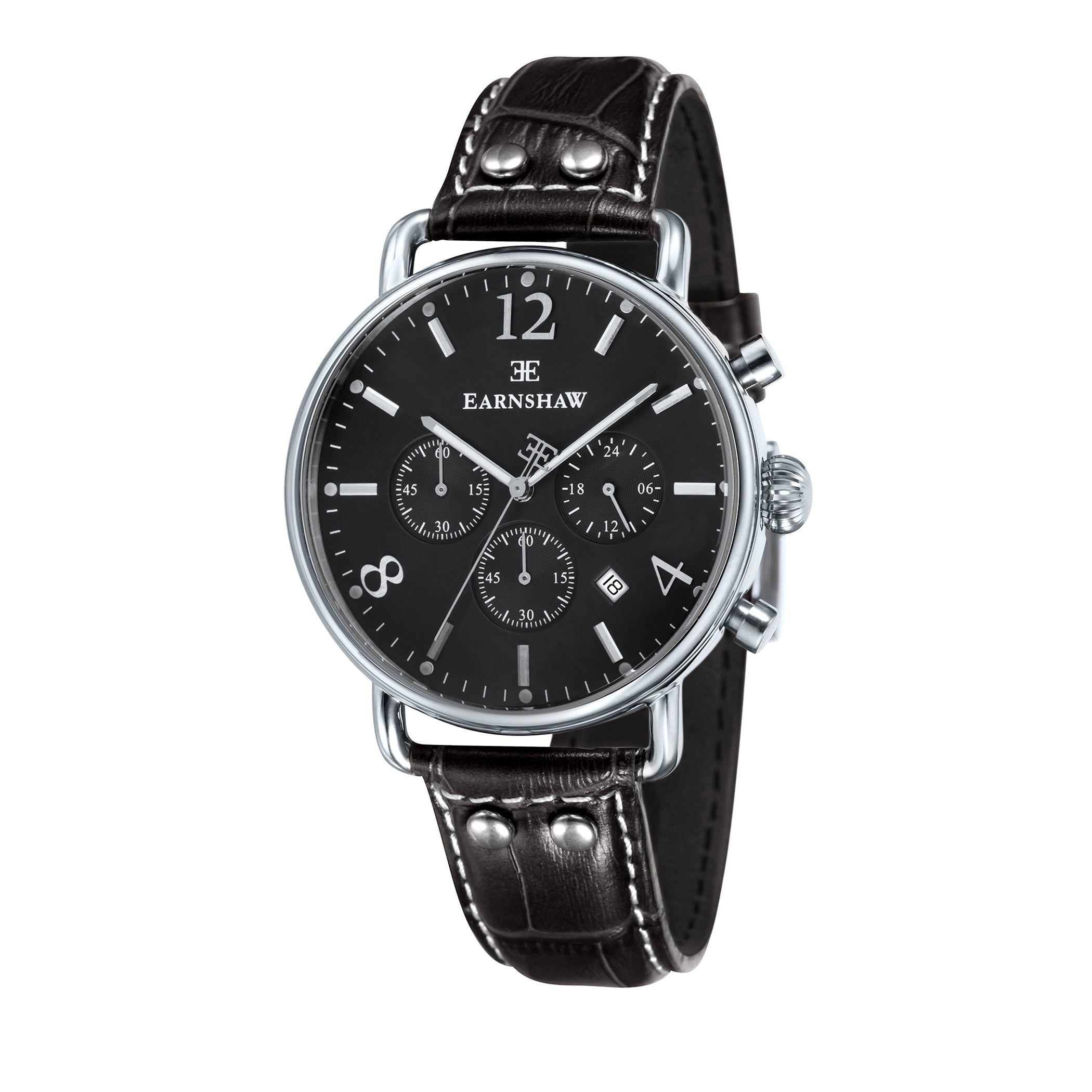 EARNSHAW INVESTIGATOR Chronograph Black Round Dial Men's Watch- ES-8001-08