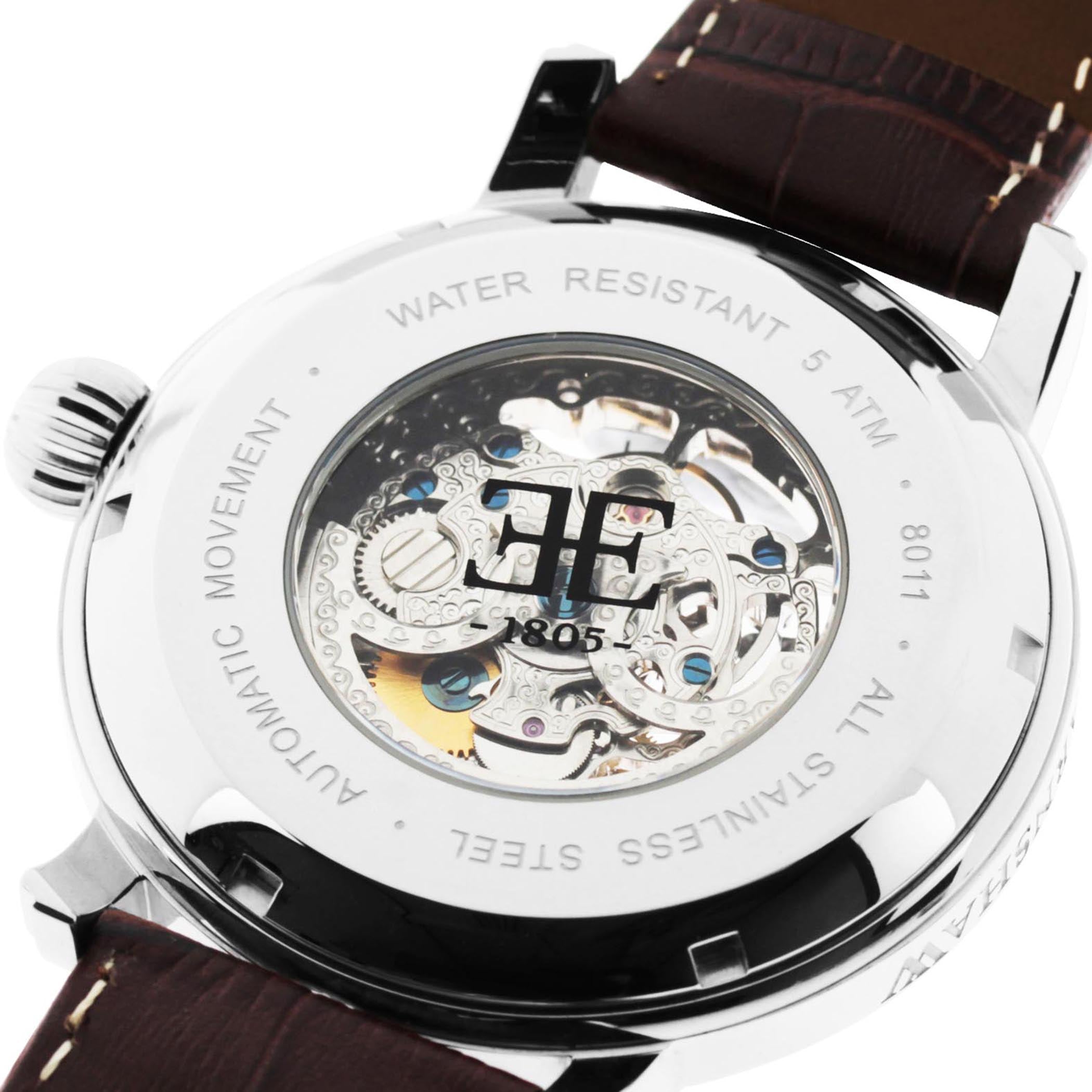 EARNSHAW LONGCASE Automatic Skeleton Round Dial Men's Watch- ES-8011-02