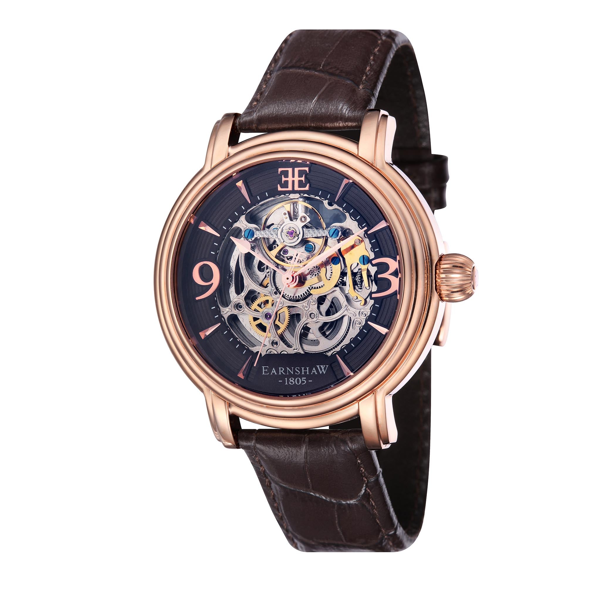 EARNSHAW LONGCASE Automatic Skeleton Round Dial Men's Watch- ES-8011-07