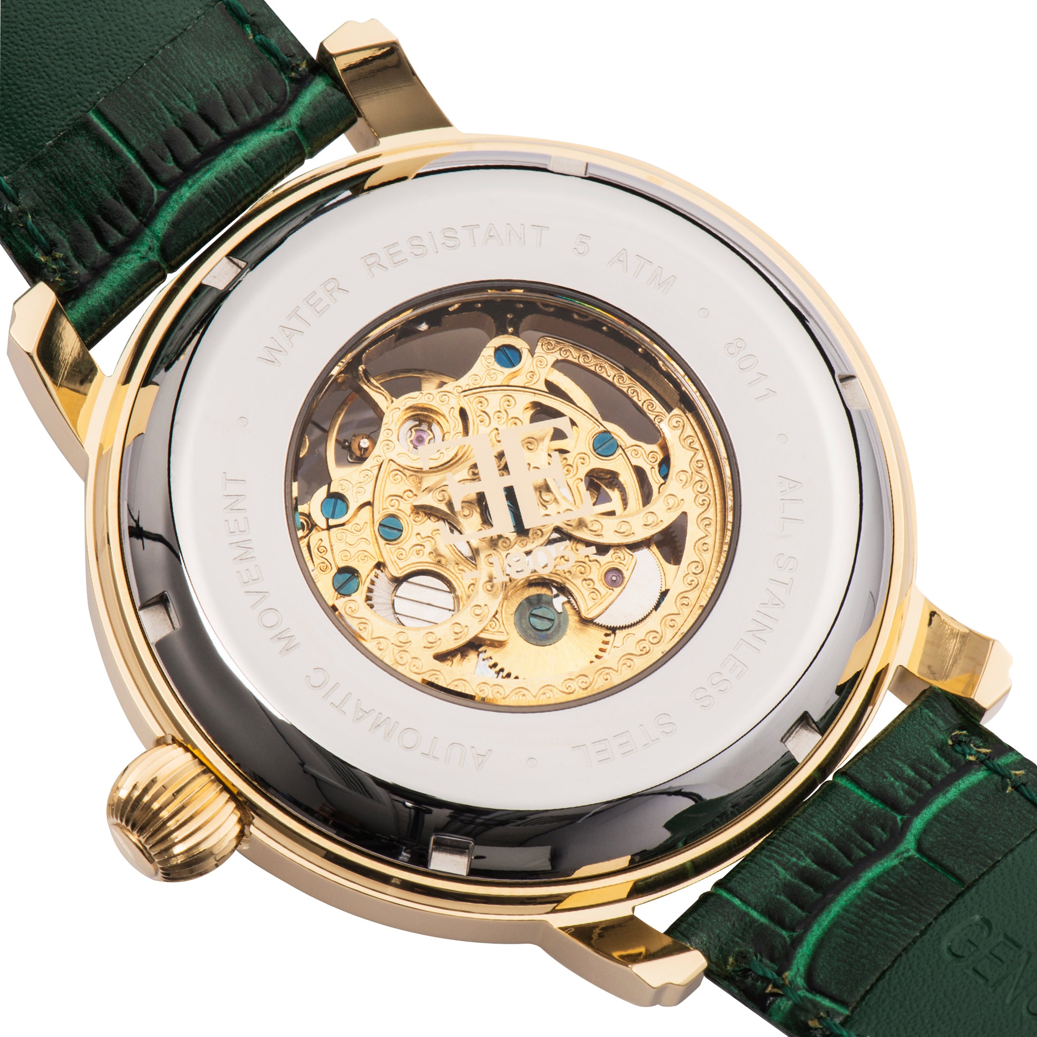 EARNSHAW LONGCASE Automatic Green Round Dial Men's Watch- ES-8011-09