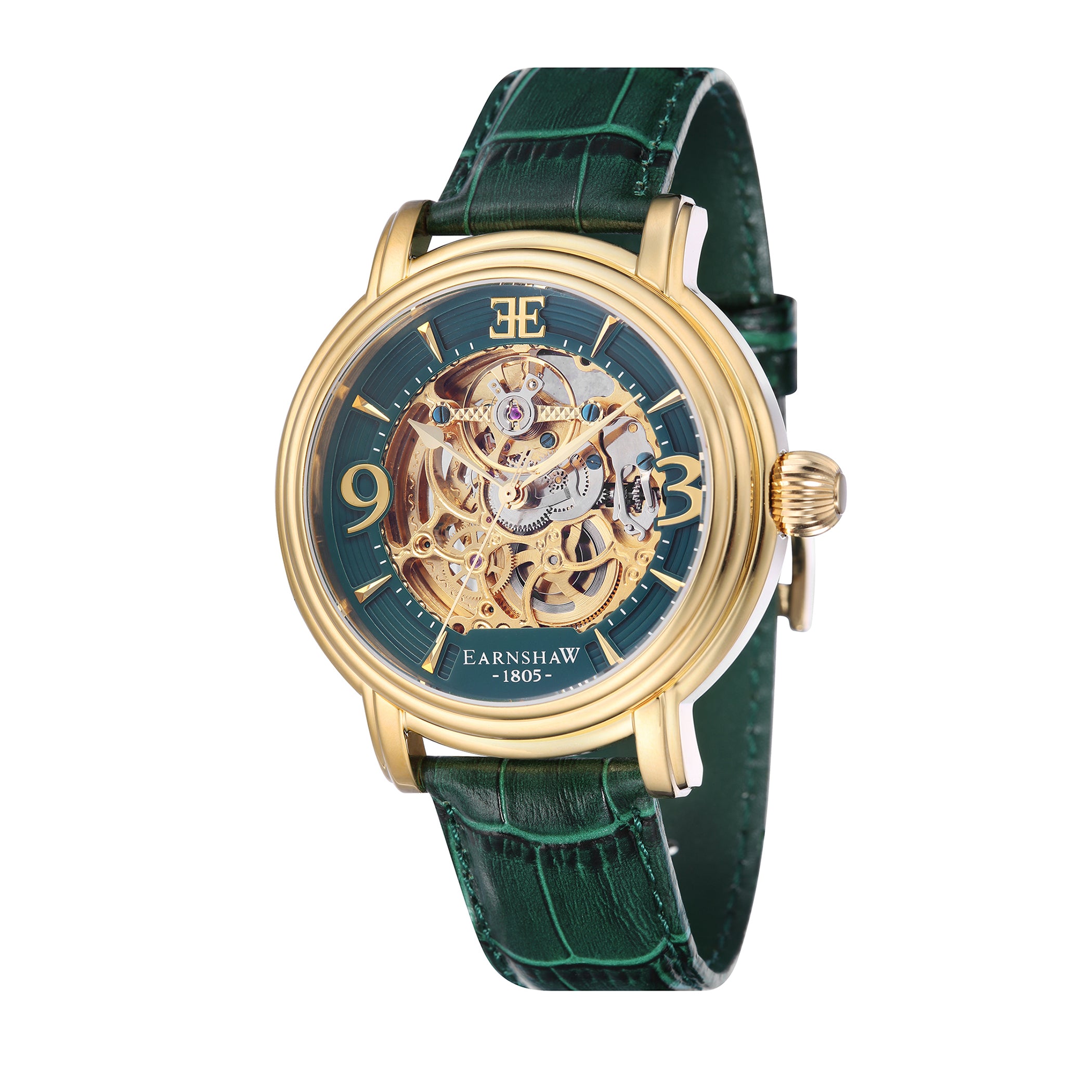 EARNSHAW LONGCASE Automatic Green Round Dial Men's Watch- ES-8011-09