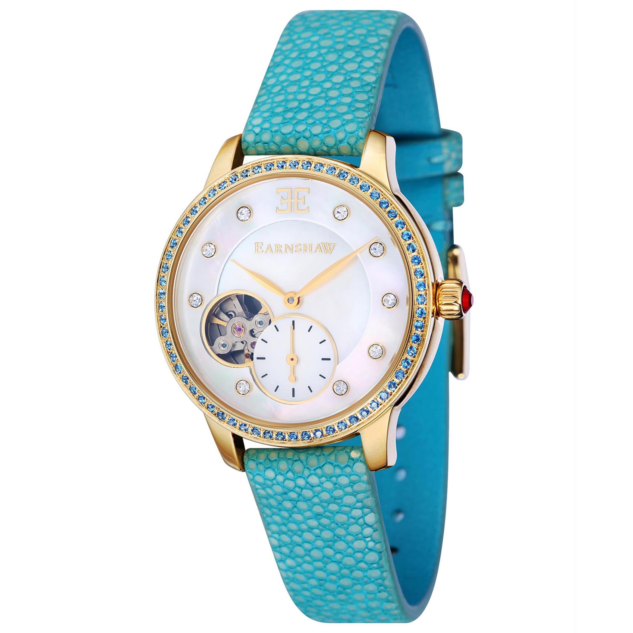 EARNSHAW LADY AUSTRALIS Mechanical Automatic MOP Round Dial Women's Watch- ES-8029-07