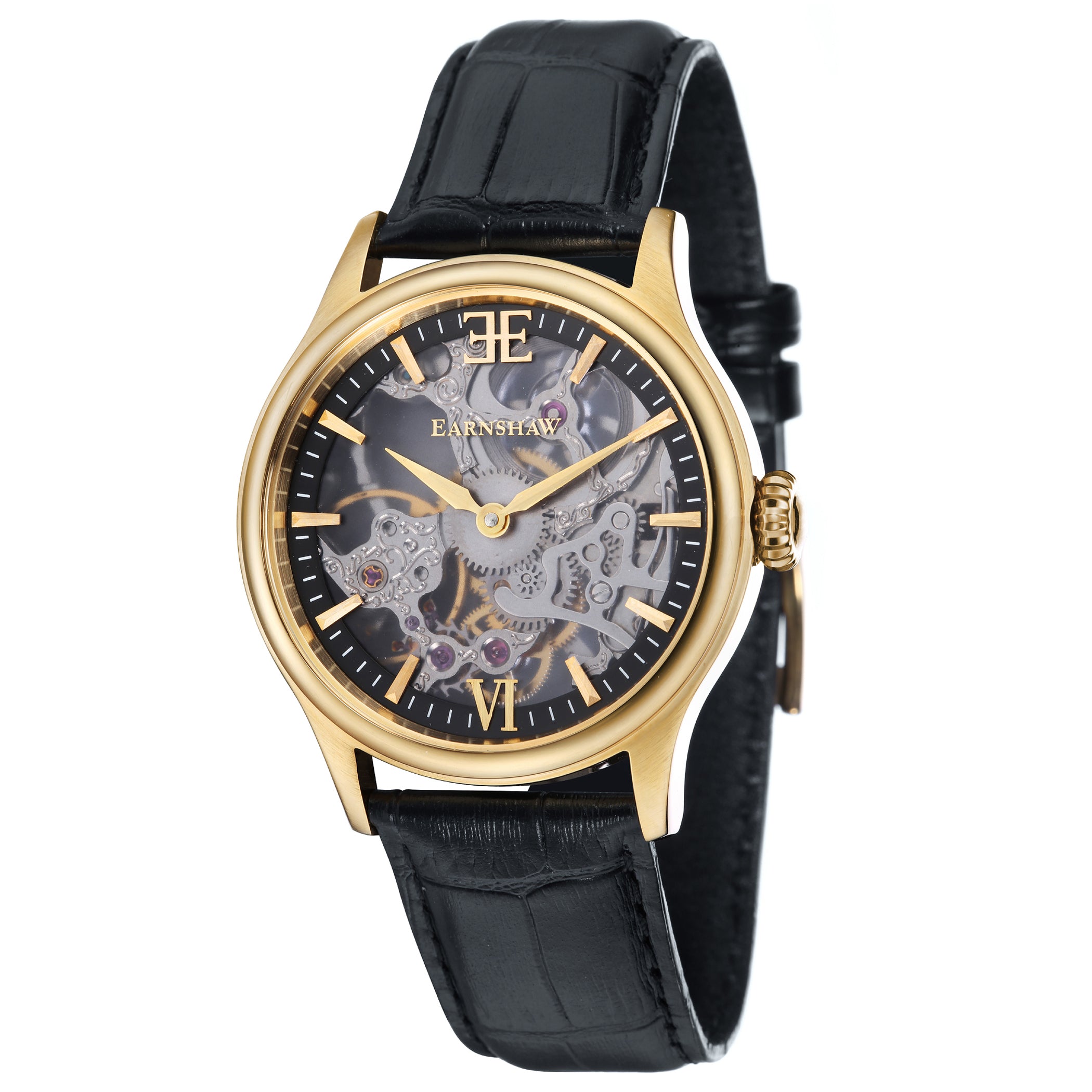 EARNSHAW BAUER Shadow Mechanical Skeleton Analogue Black Round Dial Men's Watch- ES-8061-03