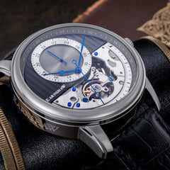 EARNSHAW LONGITUDE REGULATOR OPEN HEART Mechanical Automatic Grey Round Dial Men's Watch- ES-8085-02